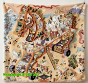 Hermes Whimsical Horse Carriage Illustration Flannel Sofa Throw Blanket IMG_5347